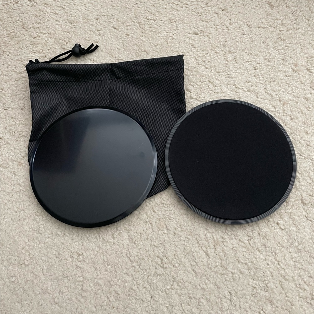Workout Exercise Sliders with Pouch. Black color